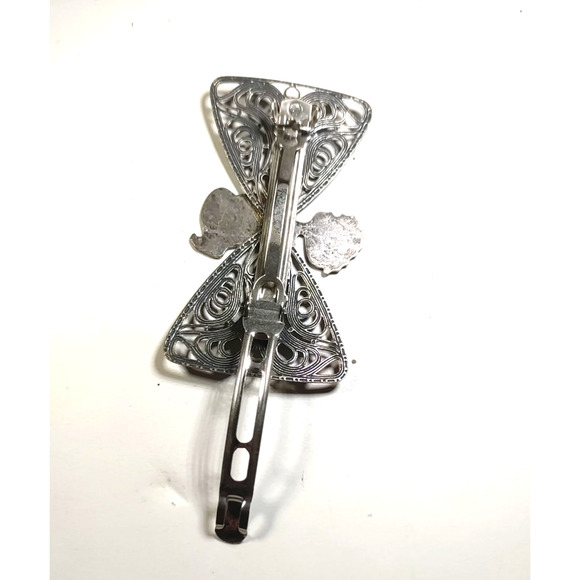 Hair Barrette Tension Clip Bow Angel Pewter Tone Church Modest - Picture 4 of 4